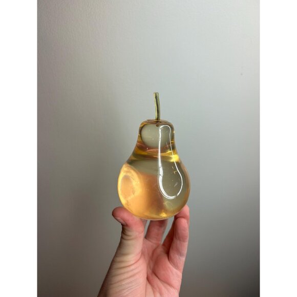 Lucite pear clear fruit vintage decor glows under UV light - Picture 2 of 7